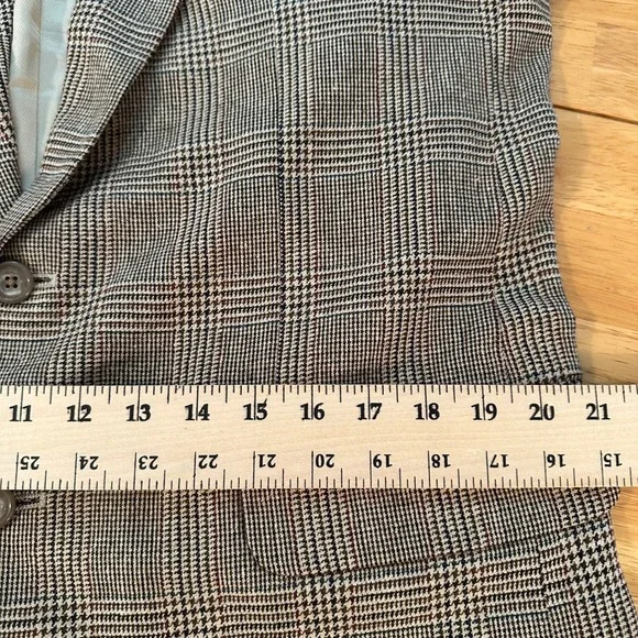 Oscar de la Renta Mens Tailored Silk‎ Wool Plaid Blazer Jacket 41 L Preppy VTG - Picture 8 of 10